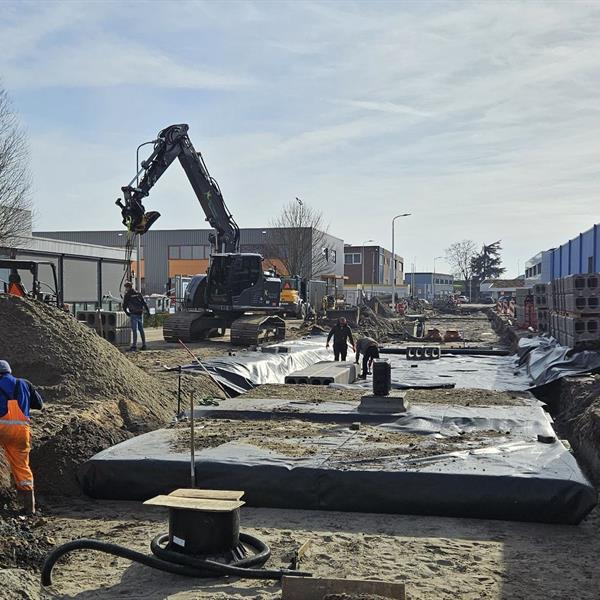 beDrain onder de Kompasstraat: waterberging als motor voor een groen en toekomstbestendig bedrijventerrein | Noppert Beton