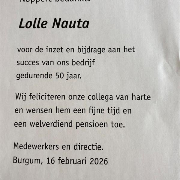 Lolle Nauta 50 jaar in dienst bij Noppert Beton | Noppert Beton